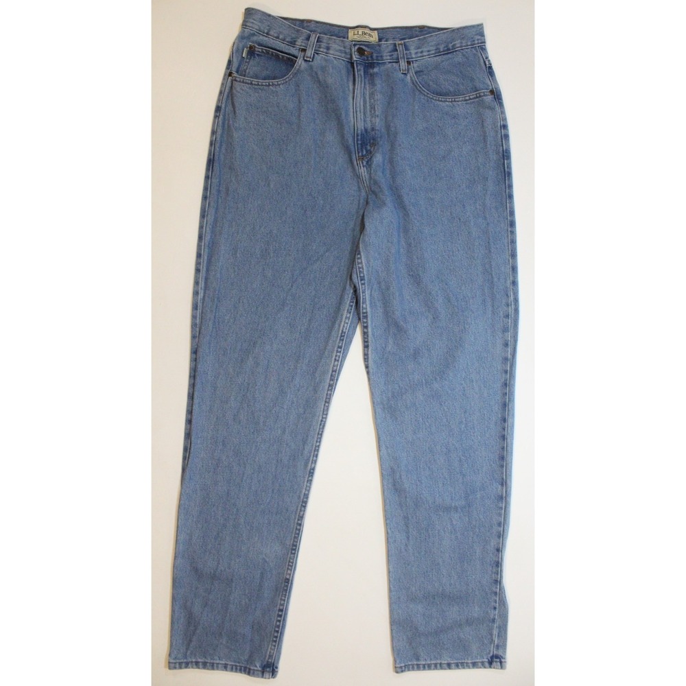 LL Bean Men's Light Wash Natural Fit 100% Cotton Jeans 36x34‎
